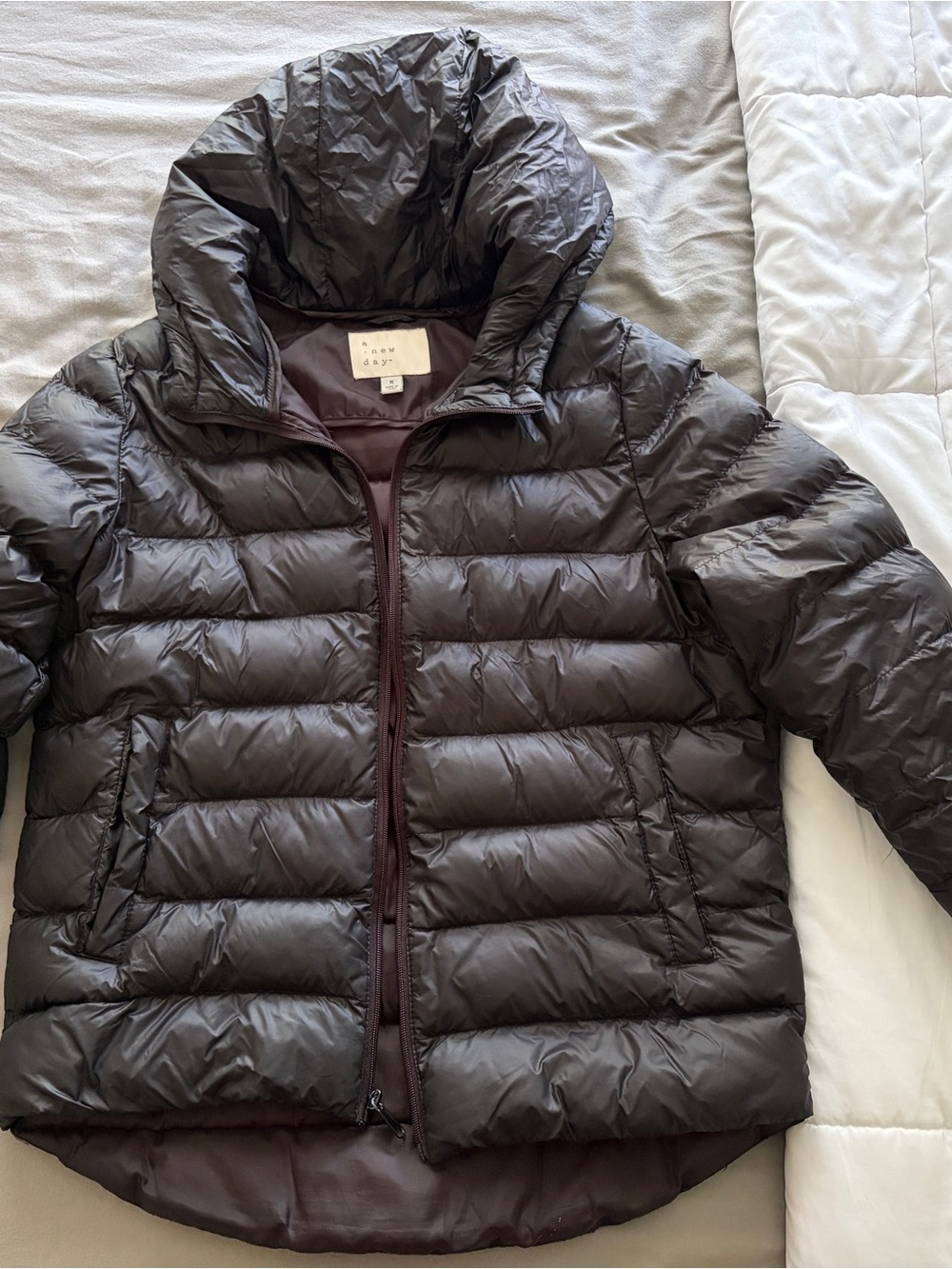 a new day Black Quilted Hooded Puffer Jacket women’s size M